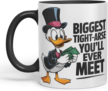 Vixar Biggest Tight-Arse You’ll Ever Meet Sarcastic Duck Coloured Ceramic Mug Cup Gift, 11oz (Black)