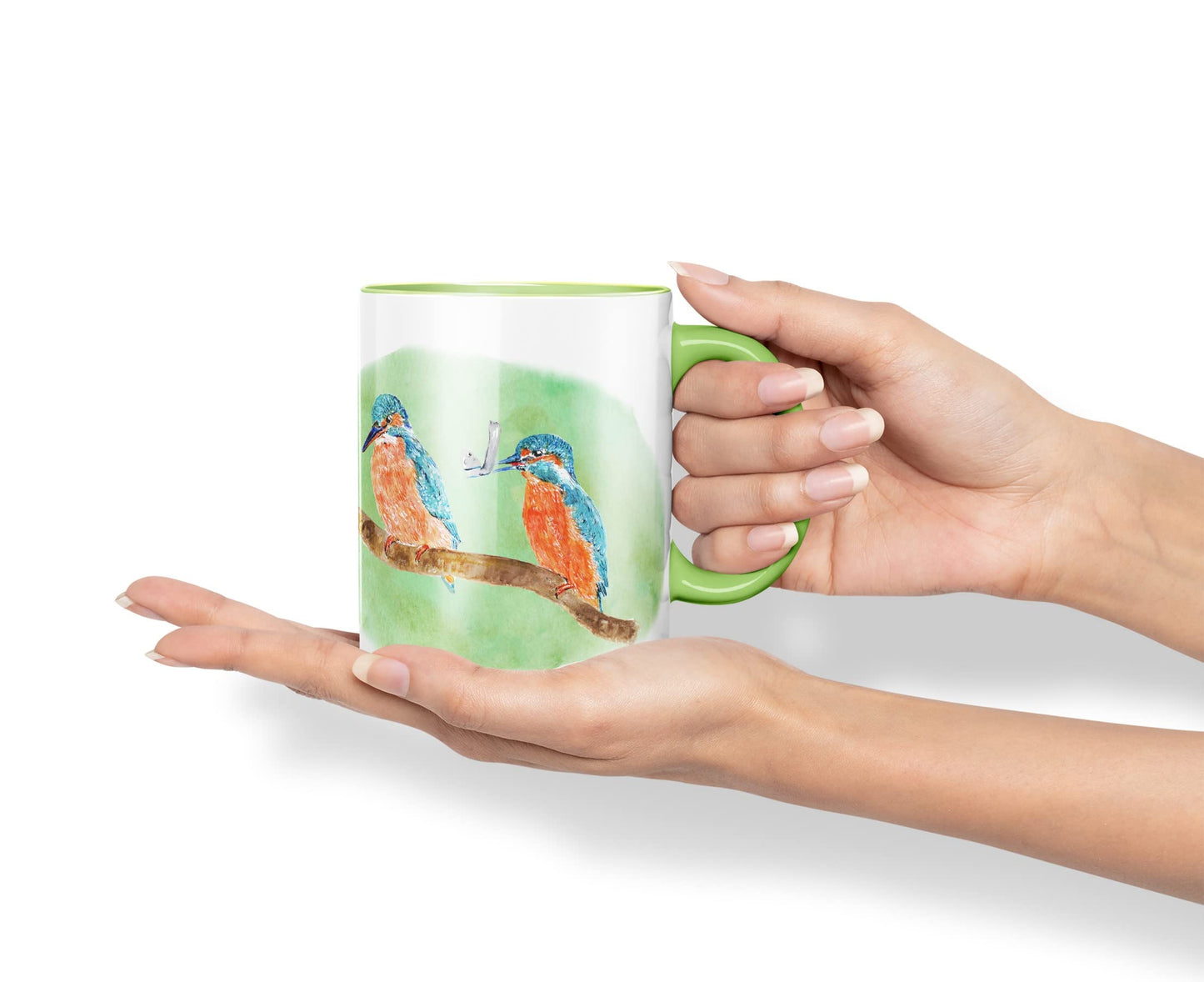Vixar King Fisher Kingfisher Pair Bird Animals Watercolour Art Coloured Mug Cup Gift Birthday Work Office Tea Coffee