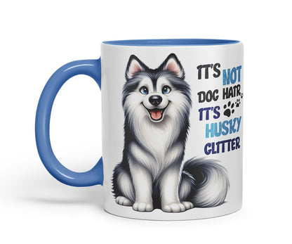 Vixar It’s Not Dog Hair It’s Husky Glitter Dog Mug – Coloured Ceramic Mug Cup Gift, 11oz (Black)