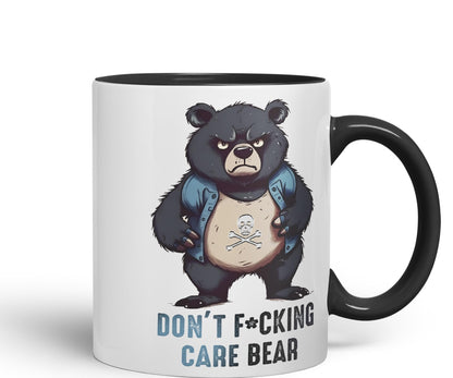 Vixar Don't F**g Care Bear Sarcastic Joke Ceramic Coloured Mug Cup for Tea Coffee Hot Brew 330ml 11Oz