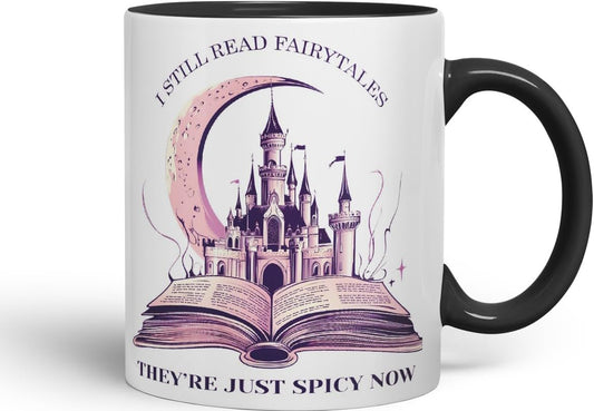 Vixar I Still Read Fairytales – They’re Just Spicy Now Coloured Ceramic Mug Cup Gift, 11oz (Black)