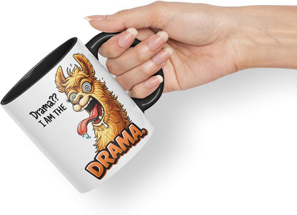 Vixar Drama I Am The Drama Llama Coloured Ceramic Mug Cup Gift, 11oz (Black)