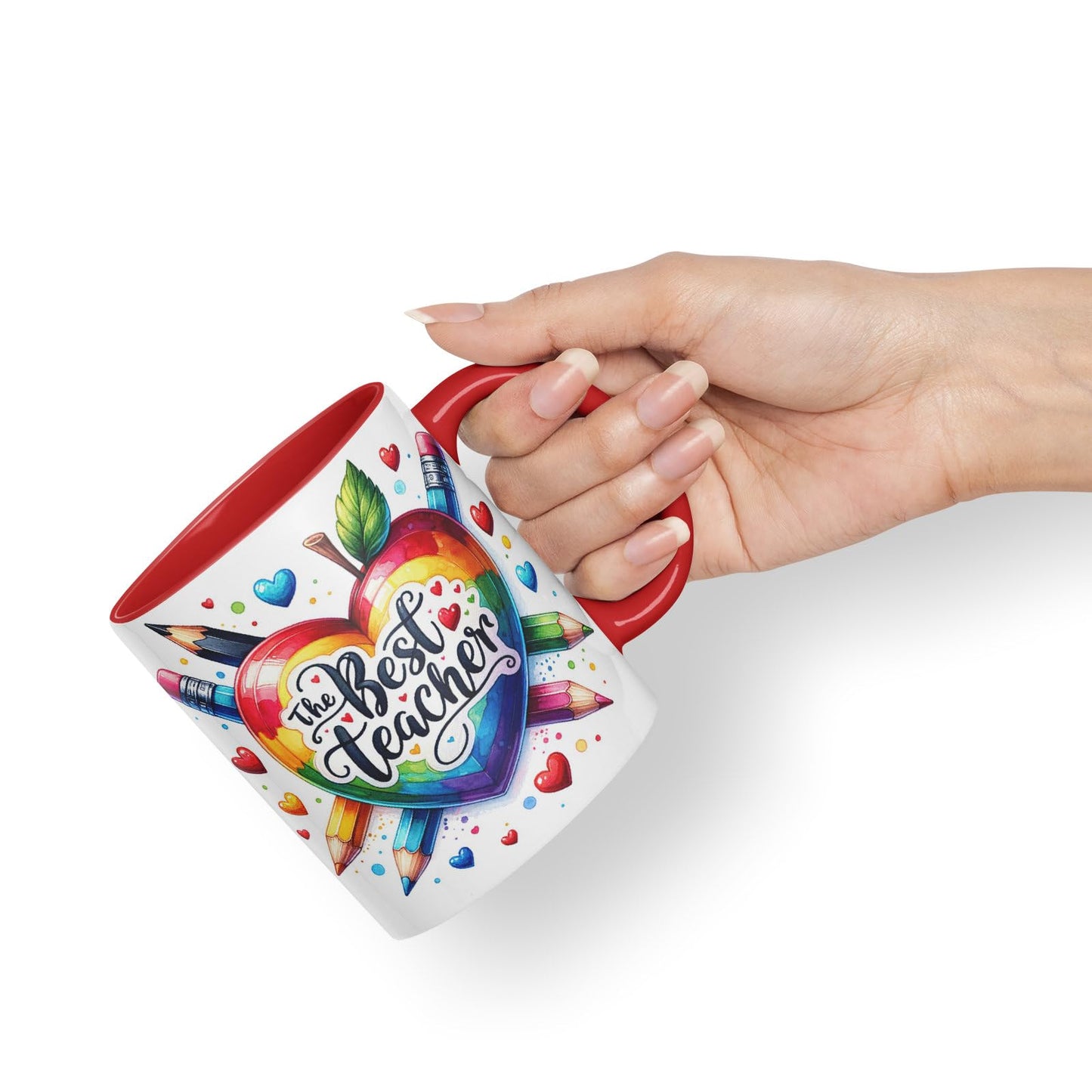 Vixar Best Teacher Mug Thank You, End of School Gift Ceramic Coloured Mug Cup for Tea Coffee Hot Brew 330ml 11Oz Gift BT2