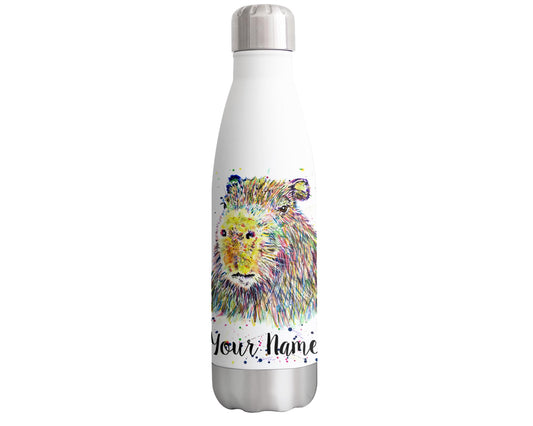 Vixar Capybara Personalised Custom Bottle with your Text/name Watercolour Animals Bottle Double Wall Insulated Stainless Steel Sport Drinks 500ml