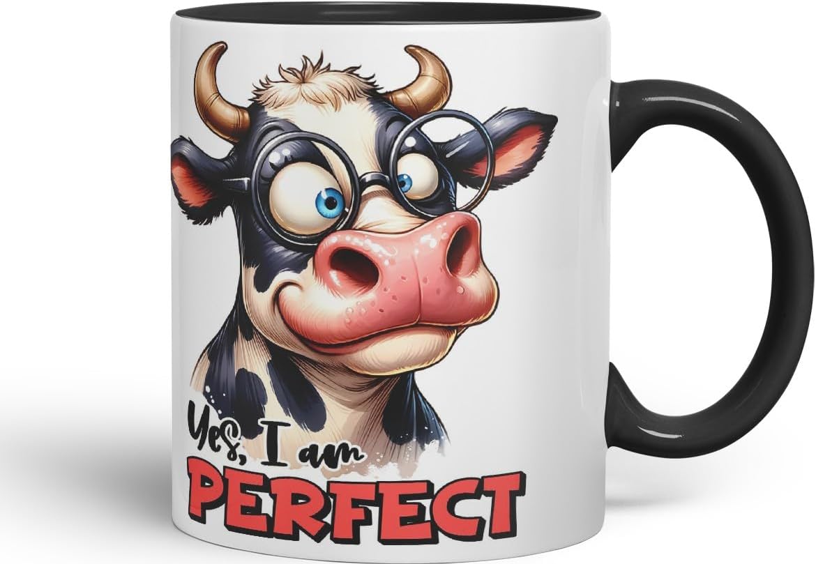 Yes, I Am Perfect Coloured Ceramic Mug Cup 11oz Funny Sarcastic Gift (Black)