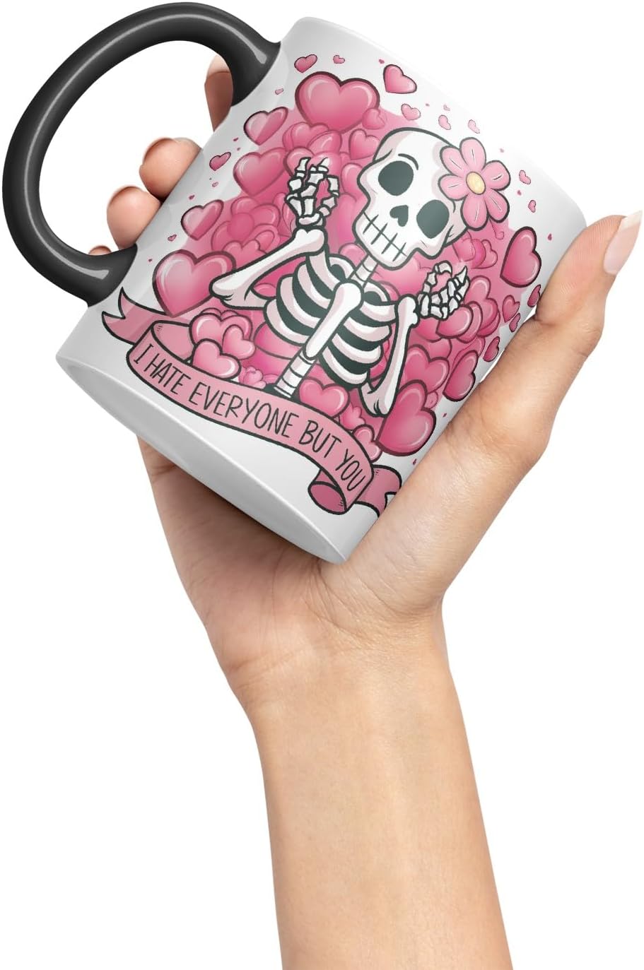 Vixar I Hate Everyone But You – Coloured Ceramic Mug Cup Gift, 11oz (Black)