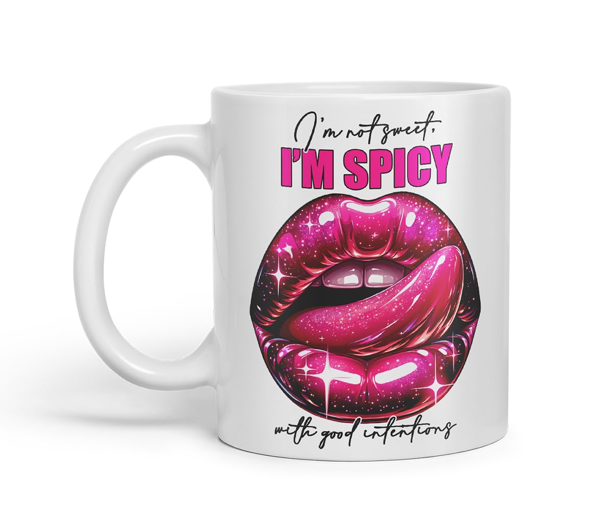 Vixar Not Sweet Spicy Mug – Coloured Ceramic Mug Cup Gift, 11oz (Black)