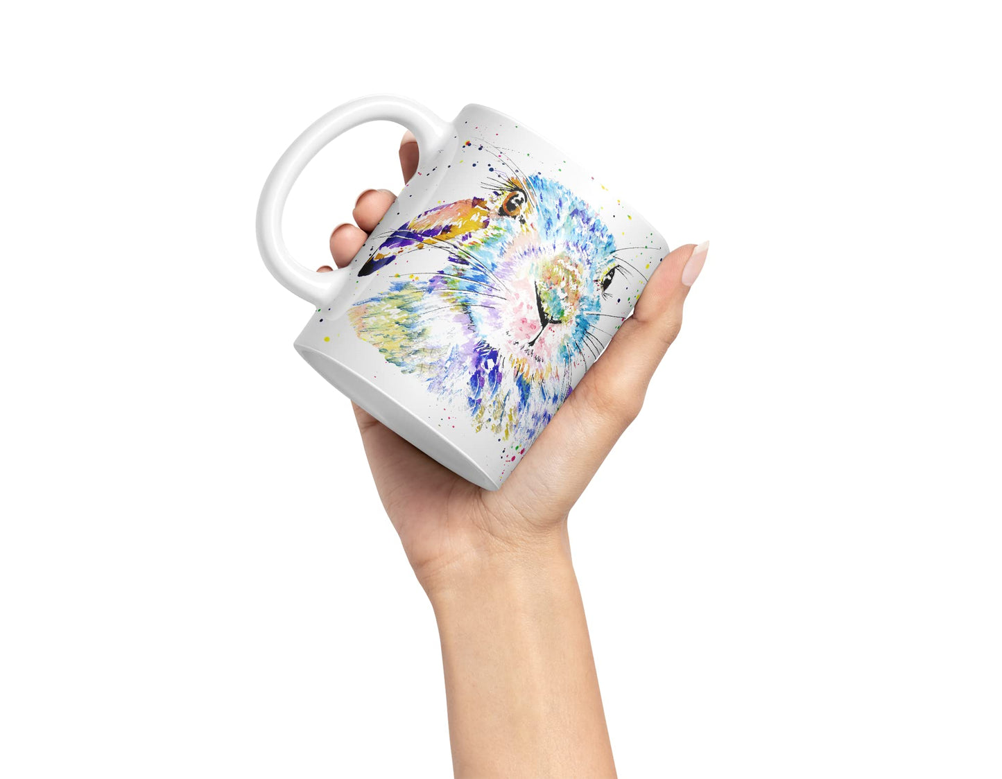 Vixar Bunny Rabbit Hare Animals Watercolour Art Coloured Mug Cup Gift Birthday Work Office Tea Coffee
