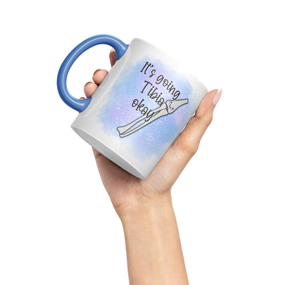 Vixar Anatomy Pun Humor It's Going Tibia ok Coloured Ceramic 330 ml Mug Cup Gift Birthday Work Office Tea Coffee