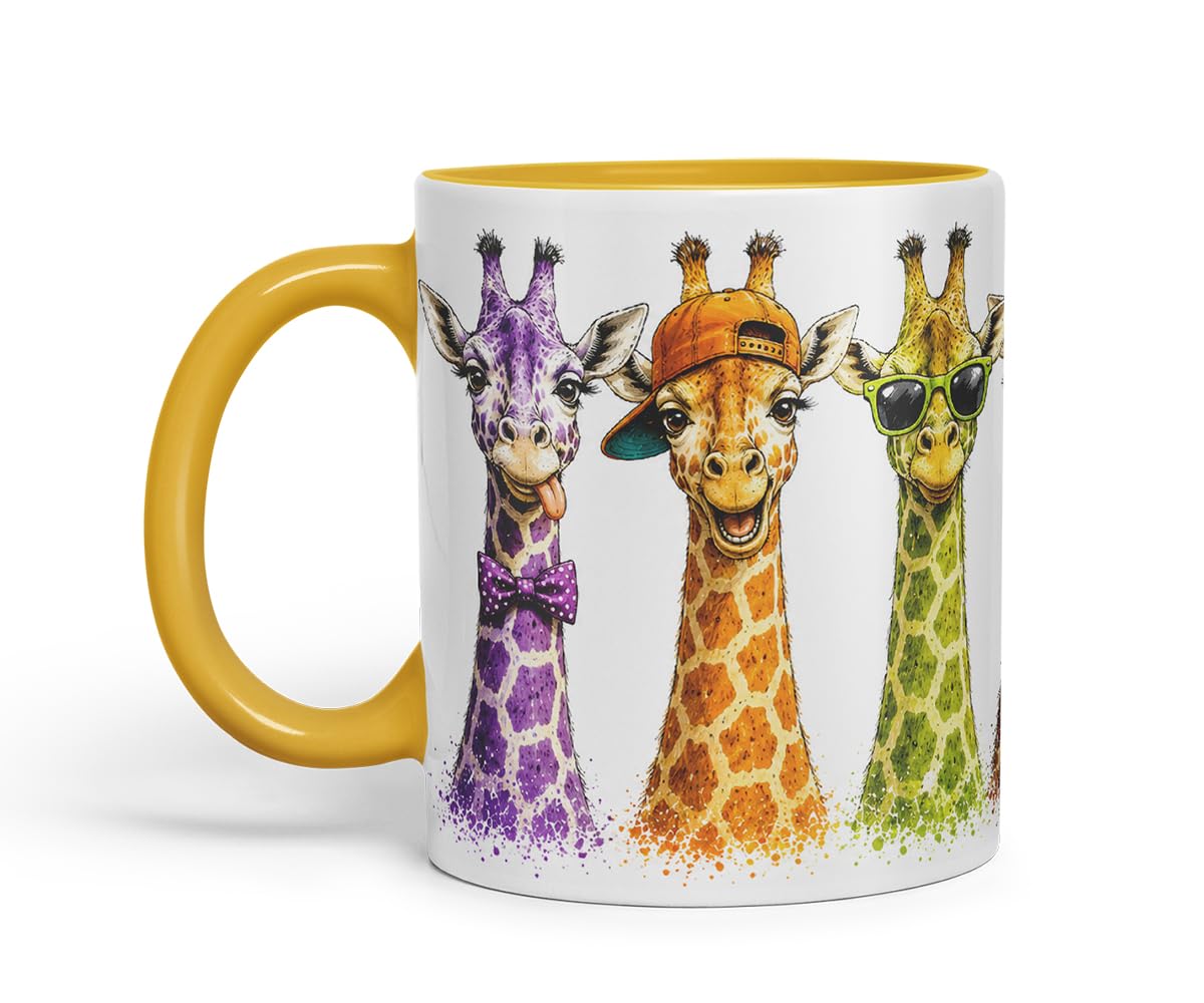 Vixar Funny Giraffe Mug – Cute Giraffe Animal Coloured Ceramic Mug Cup Gift, 11oz (Black)