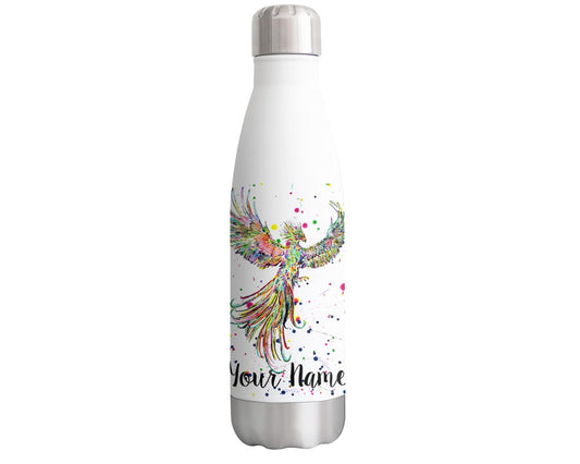 Vixar Phoenix Personalised Custom Bottle with your Text/name Watercolour Mythology Bird Animals Bottle Double Wall Insulated Stainless Steel Sport Drinks 500ml