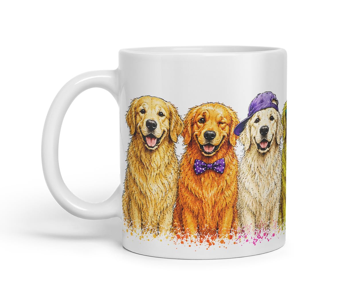 Vixar Golden Retriever Dog Mug – Cute Golden Retriever Coloured Ceramic Mug Cup Gift, 11oz (Black)
