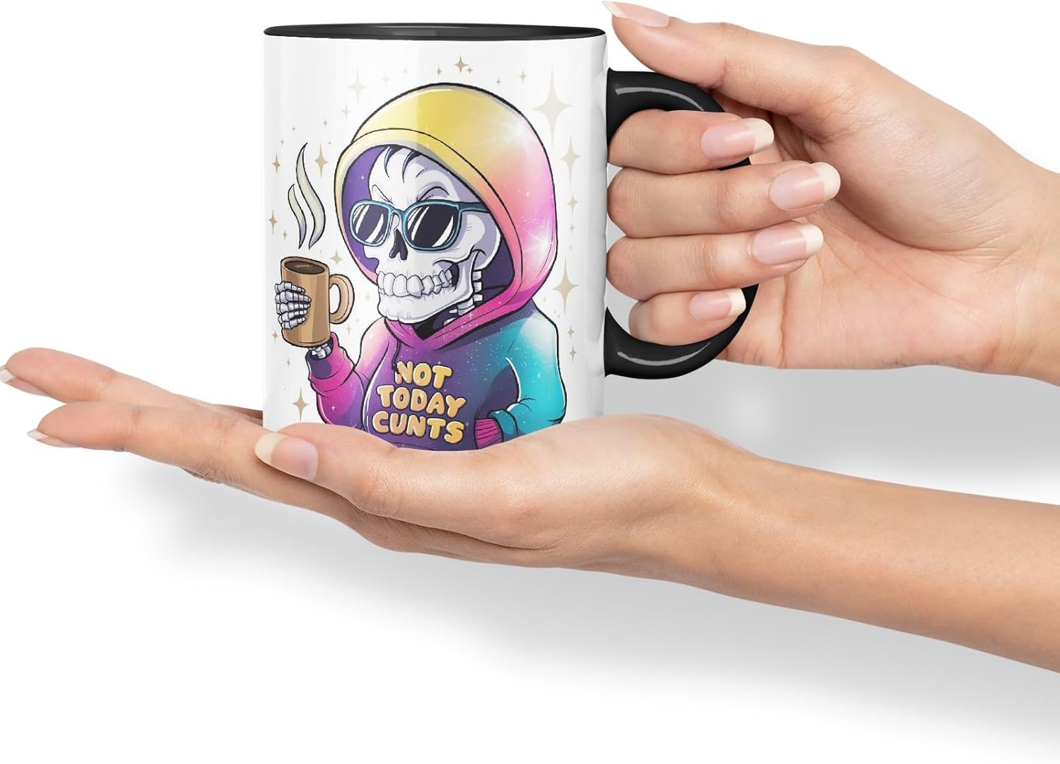 Vixar Not Today C** Sarcastic Coloured Ceramic Mug Cup Gift, 11oz (Black)