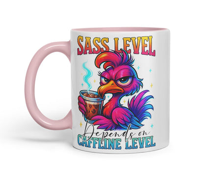 Vixar Sass Level Depends On Caffeine Level Funny Bird Coffee Mug – Coloured Ceramic Mug Cup Gift, 11oz (Black)