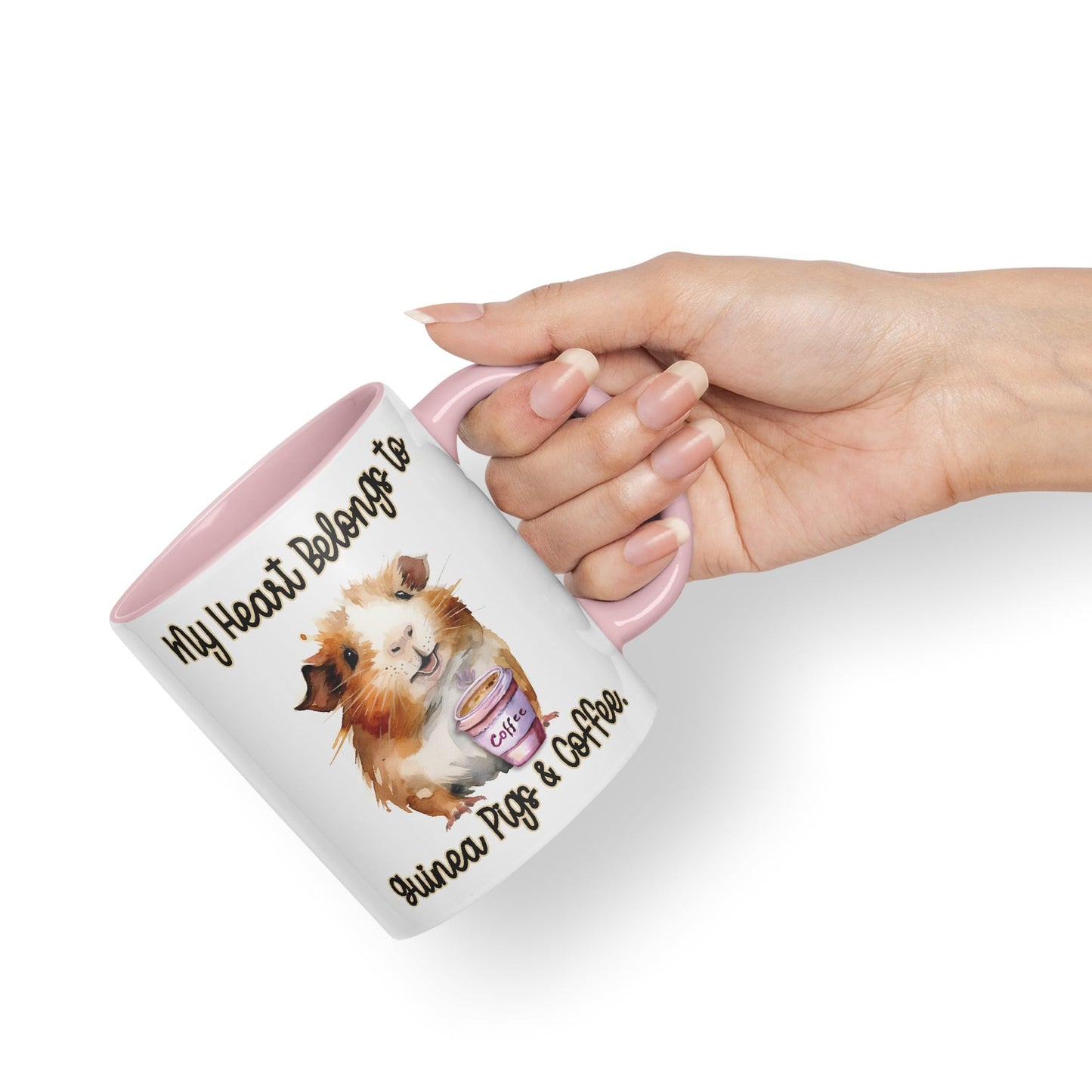 My Heart Belongs to Guine Pig & Coffee, Joke sarkasm Sarcastic Ceramic Coloured Mug Cup for Tea Coffee Hot Brew 330ml 11Oz Gift
