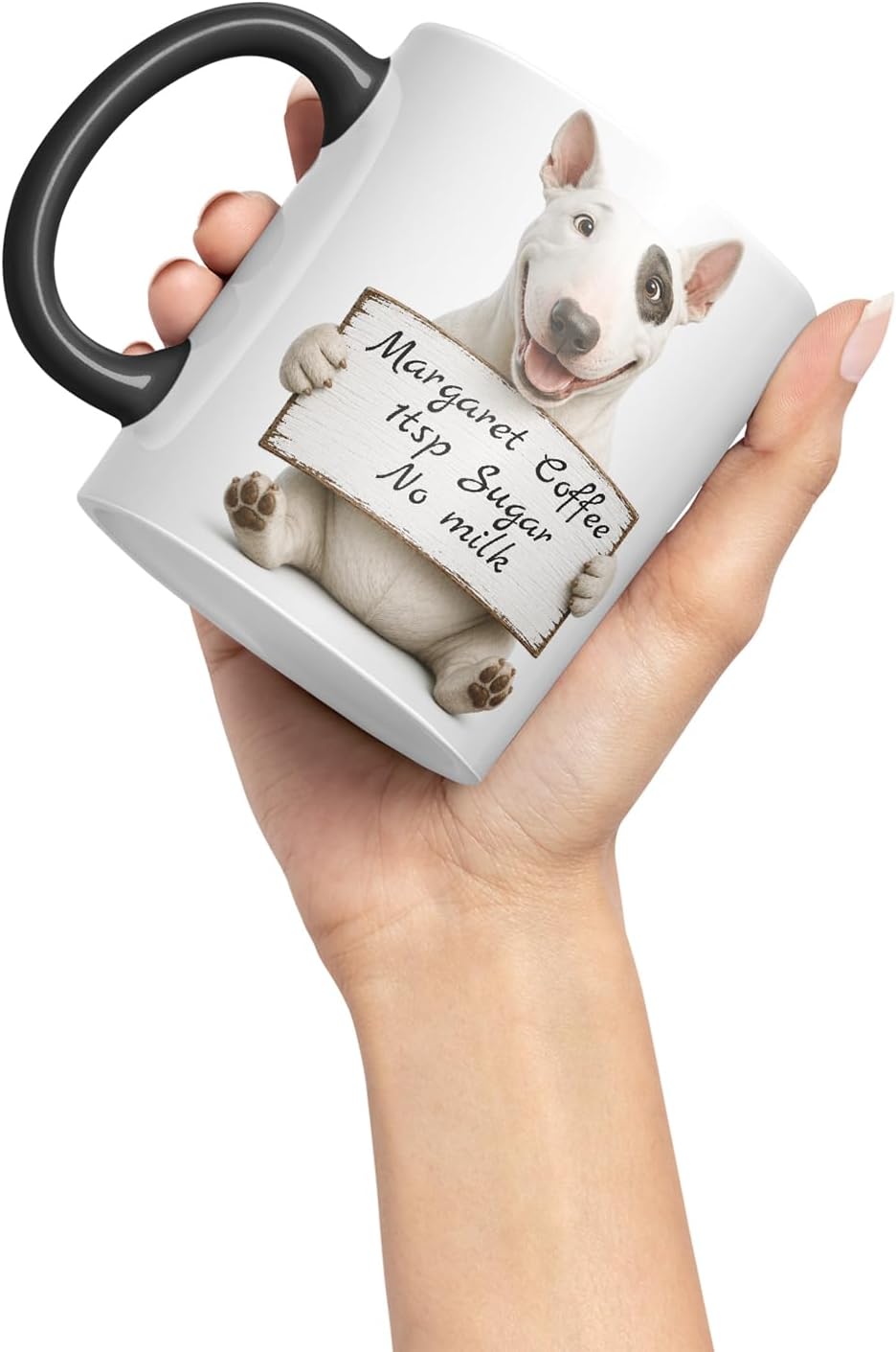 Vixar Personalised English Bulldog Dog Pet Mug with Name or Custom Message – Cute Animal Coloured Ceramic Mug Cup Gift, 11oz (Black)