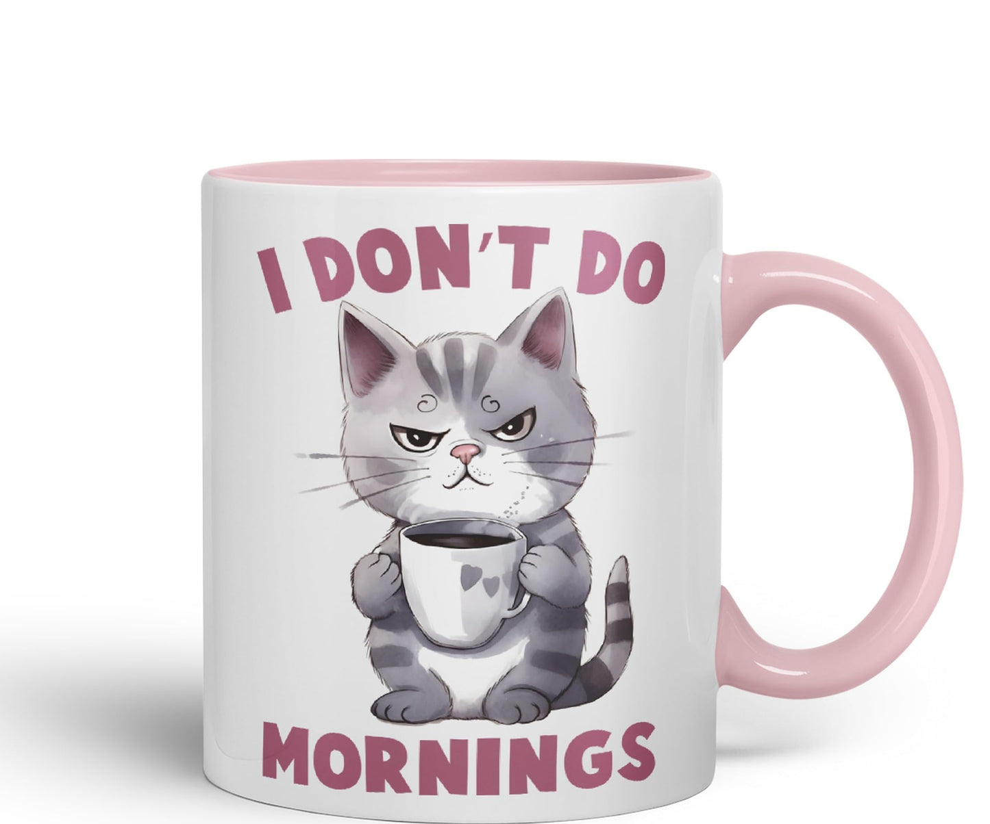 Vixar I Don't Do Mornings Cats Sarcastic Joke Ceramic Coloured Mug Cup for Tea Coffee Hot Brew 330ml 11oz