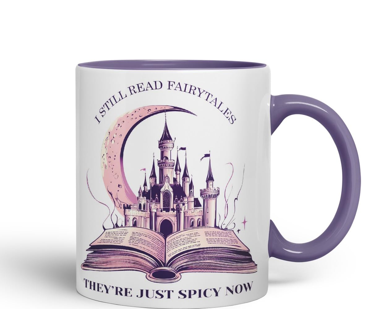 Vixar I Still Read Fairytales – They’re Just Spicy Now Coloured Ceramic Mug Cup Gift, 11oz (Black)