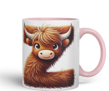 Highland Cow Alphabet Monogram Coloured Ceramic Cup Mug Letter Z Rustic Farmhouse Animal Letter Gift V2 11oz (Black)