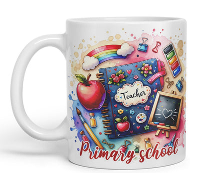 Vixar Primary School Teacher Mug Thank You, End of School Gift Ceramic Coloured Mug Cup for Tea Coffee Hot Brew 330ml 11Oz Gift