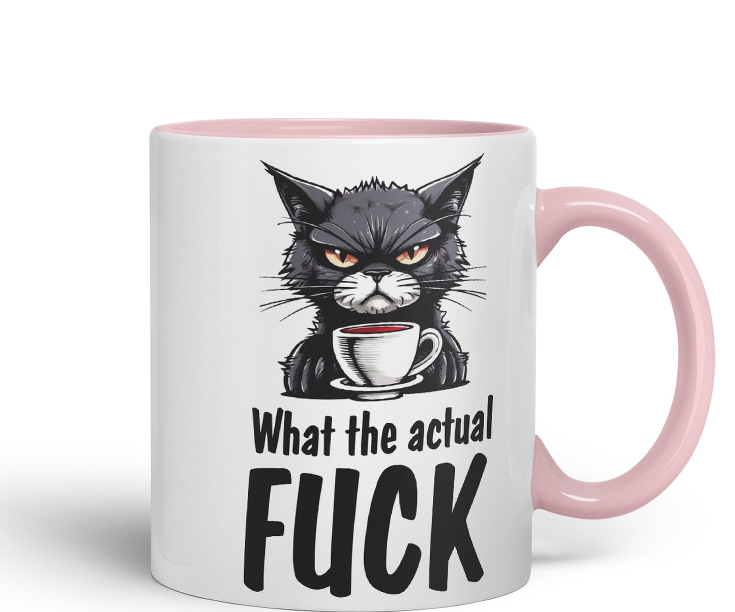 What The Actual F… Cat Kitten Joke sarkasm Sarcastic Ceramic Coloured Mug Cup for Tea Coffee Hot Brew 330ml 11Oz Gift