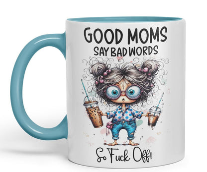 Vixar Good Moms Say Bad Words Funny Coloured Mug Cup 11oz (Black)