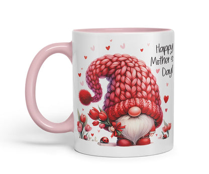 Vixar Happy Mother's Day Cute Red Gnome Mother Mum Mug – Coloured Ceramic Mug Cup Gift, 11oz (Black)