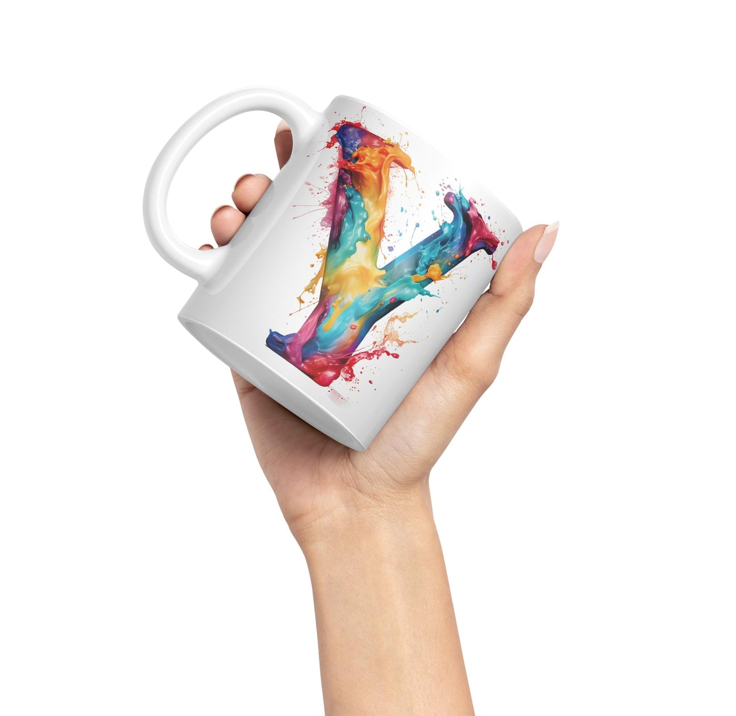 Letter Y mug, Alphabet Letter R Monogram watercolour Ceramic Coloured Mug Cup for Tea Coffee Hot brew 330ml 11Oz Gift