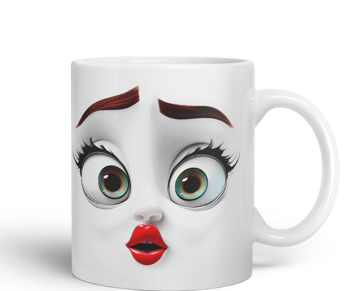 Face Eyes Nose mounts Eyebrows Joke sarkasm Ceramic Coloured Mug Cup for Tea Coffee Hot Brew 330ml 11Oz Gift