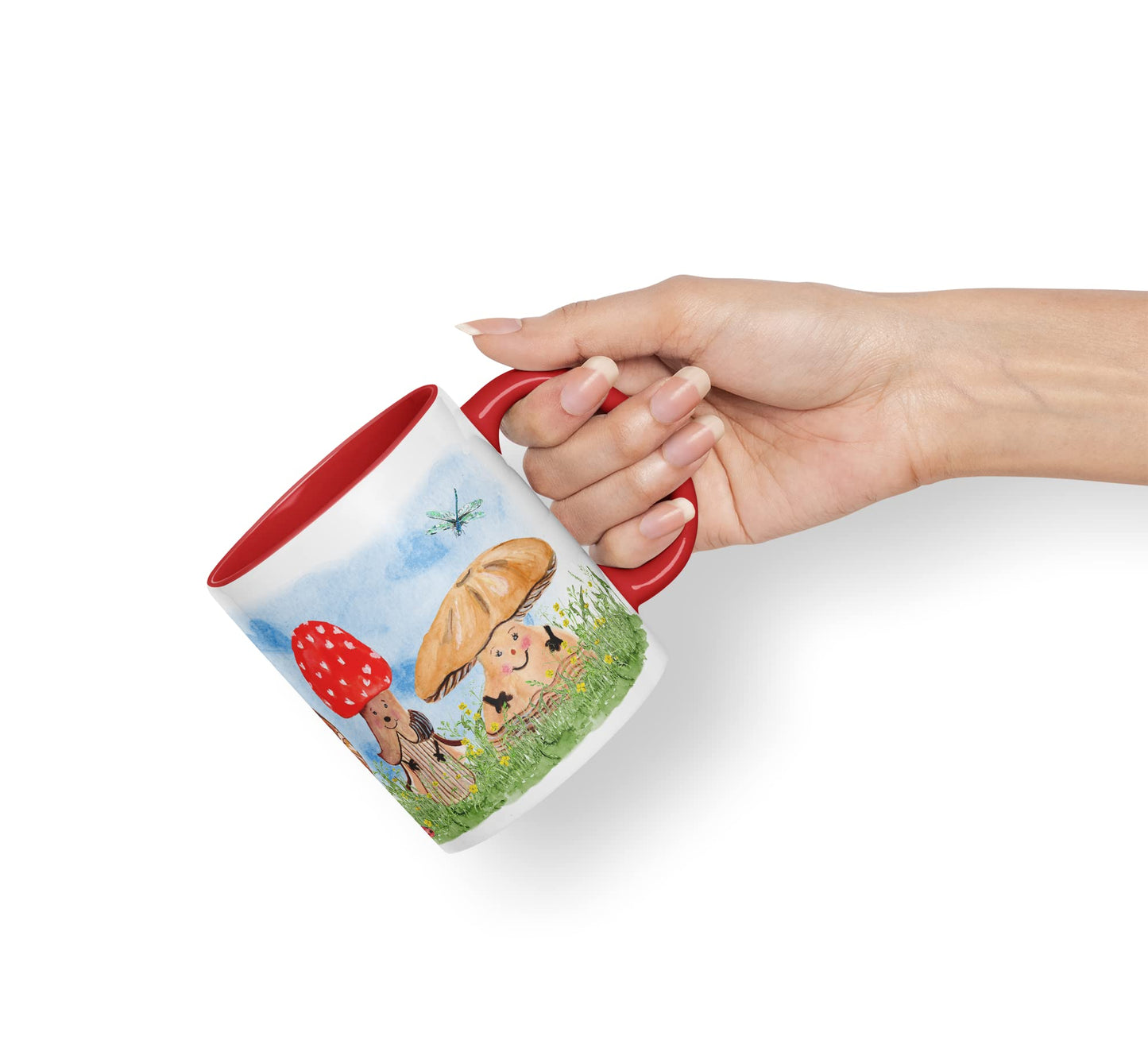 Vixar Mushrooms Red Wild Watercolour Art Coloured Mug Cup Gift Birthday Work Office Tea Coffee