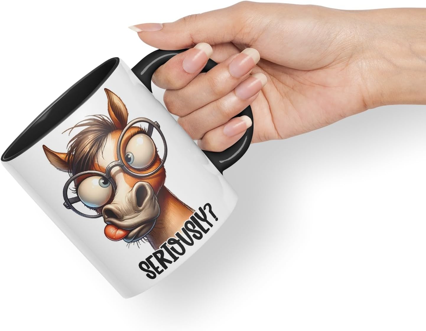 Vixar Seriously? Coloured Ceramic Mug Cup 11oz Funny Sarcastic Gift (Black)