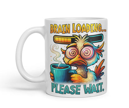 Vixar Brain Loading Please Wait Funny Bird Coffee Mug – Coloured Ceramic Mug Cup Gift, 11oz (Black)