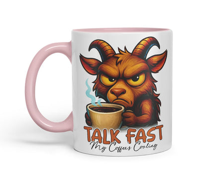 Vixar Talk Fast My Coffee's Cooling Funny Goat Coffee Mug – Coloured Ceramic Mug Cup Gift, 11oz (Black)