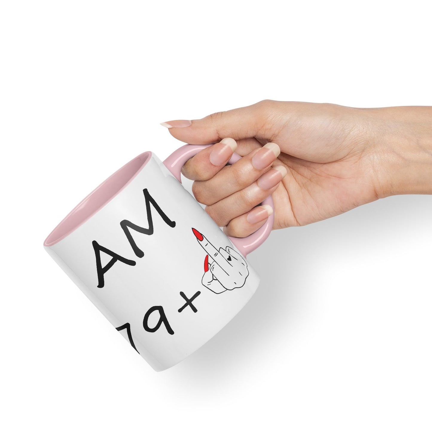 Vixar I am 79 + 1 Woman Hand Ceramic 330 ml, 11oz Coloured Mug Cup Gift Coffee Tea Happy Birthday Turning 80 Years Old as a Joke Celebration 80th Birthday Gift idea