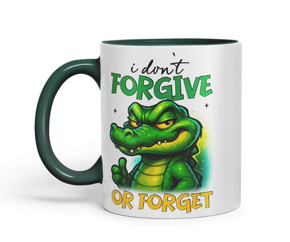Vixar I Don't Forgive Or Forget Funny Crocodile Mug – Coloured Ceramic Mug Cup Gift, 11oz (Black)