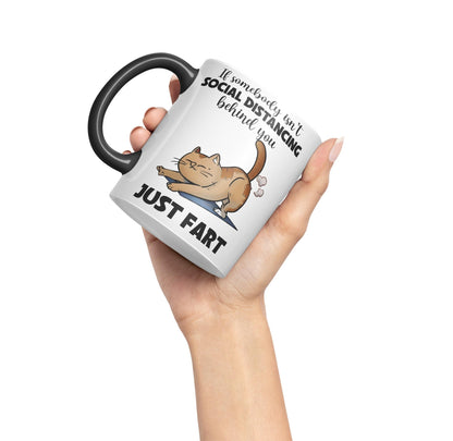 Vixar If Somebody Isn't Social Distancing Behind You Just Fart Cats Sarcastic Joke Ceramic Coloured Mug Cup for Tea Coffee Hot Brew 330ml 11oz