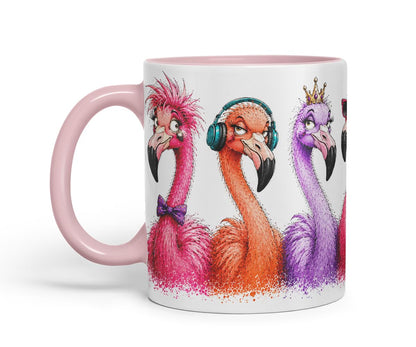 Vixar Flamingo Mug – Cute Flamingo Bird Coloured Ceramic Mug Cup Gift, 11oz (Black)