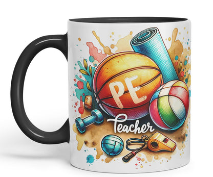 Vixar PE Teacher Mug Thank You, End of School Gift Ceramic Coloured Mug Cup for Tea Coffee Hot Brew 330ml 11Oz Gift