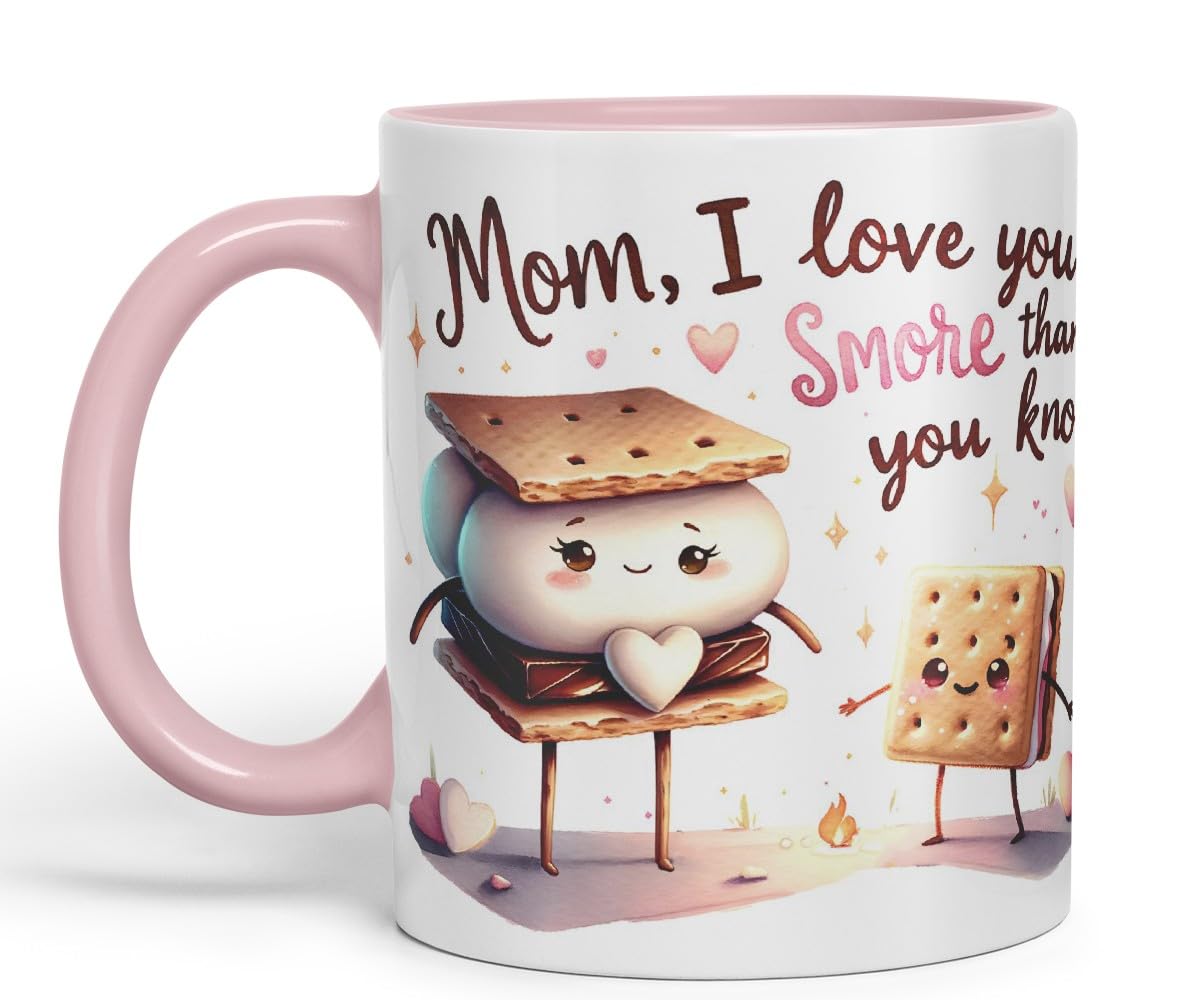Vixar Mom, I Love You S’More Than You Know Coloured Mug Cup Cute Mother’s Day Gift 11oz (Black)