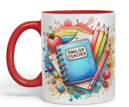Vixar English Teacher Mug Thank You, End of School Gift Ceramic Coloured Mug Cup for Tea Coffee Hot Brew 330ml 11Oz Gift