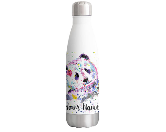 Vixar Panda Personalised Custom Bottle with your Text/name Watercolour Bear Animals Bottle Double Wall Insulated Stainless Steel Sport Drinks 500ml