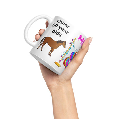 Vixar Pole Dance Unicorn 50th Birthday Other 50 Year Older Coloured 330 ml Mug Cup Gift Work Office Tea Coffee