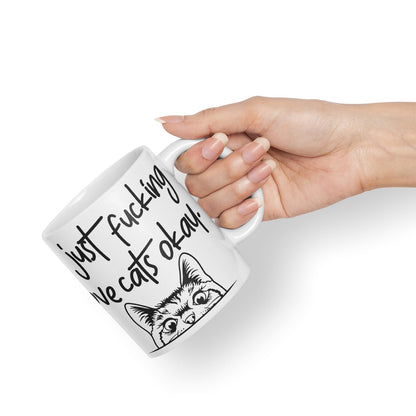 Vixar I just f_ucking Love Cats Okay, Hidden, Hiding Kitten cat Joke sarkasm Ceramic Coloured Mug Cup for Tea Coffee Hot Brew 330ml 11Oz Gift V1