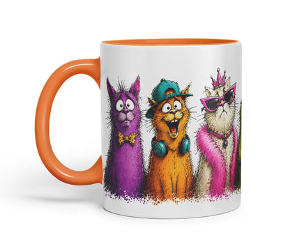 Vixar Crazy Cats Mug – Funny Cat Lover Coloured Ceramic Mug Cup Gift, 11oz (Black)