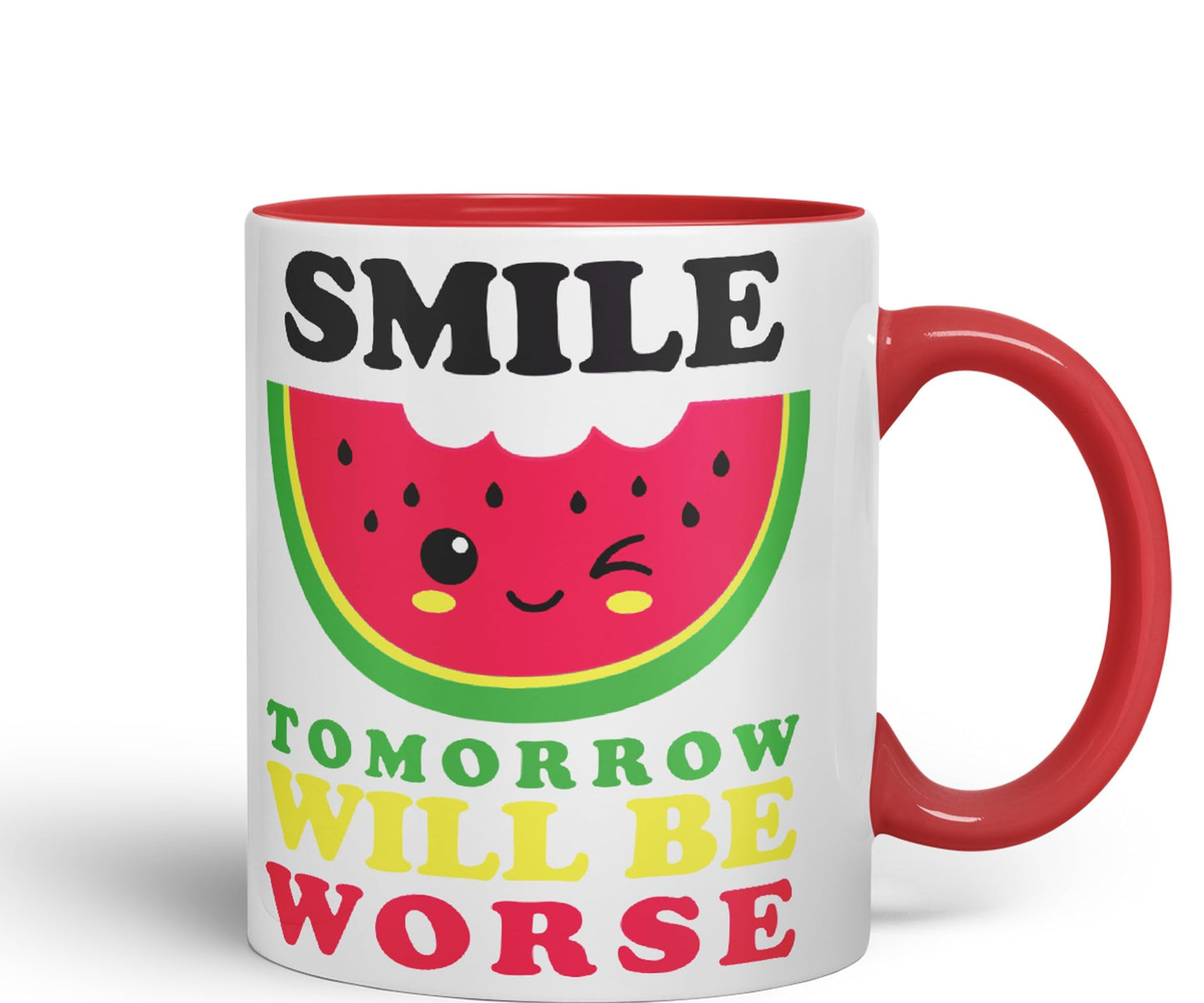 Vixar Smile Tomorrow Will be Worse Joke Ceramic Coloured Mug Cup Gift Tea Coffee Christmas Office Home Work