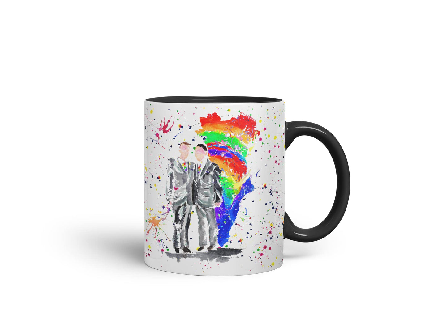 Vixar Wedding Mr and Mr Pride Gay Watercolour Art Coloured Mug Cup Gift Birthday Work Office Tea Coffee