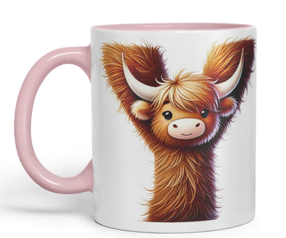 Highland Cow Alphabet Monogram Coloured Ceramic Cup Mug Letter Y Rustic Farmhouse Animal Letter Gift V2 11oz (Black)