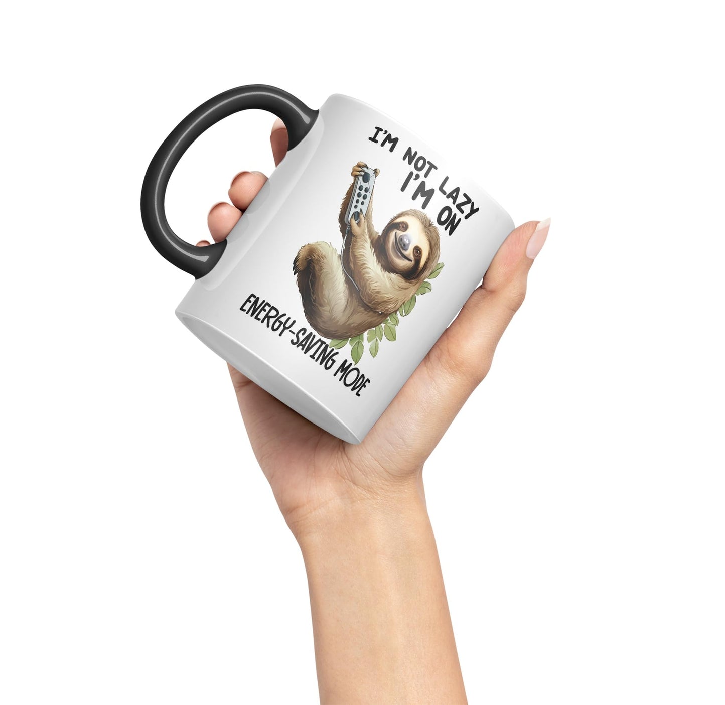 I'm Not Lazy I'm On Energy-Saving Mode Sloth Joke sarkasm Sarcastic Ceramic Coloured Mug Cup for Tea Coffee Hot Brew 330ml 11Oz Gift