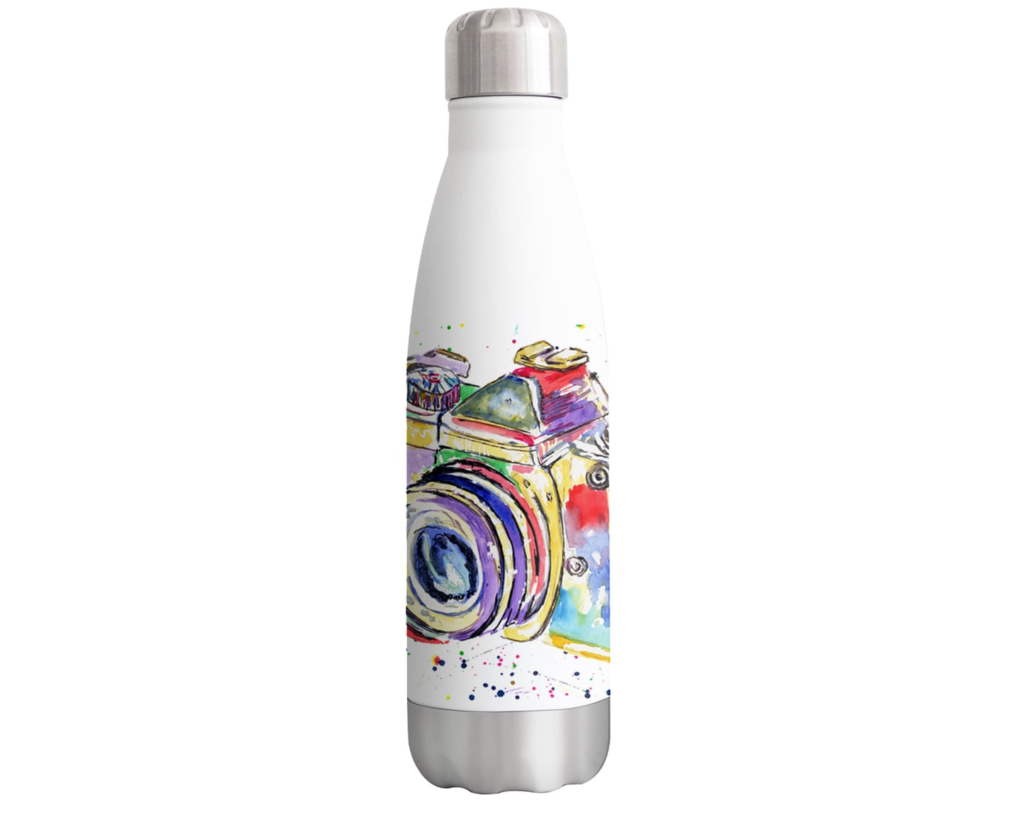 Vixar Camera photohraph gift Watercolour Bottle double Wall insulated Stainless steel sport Drinks 500ml