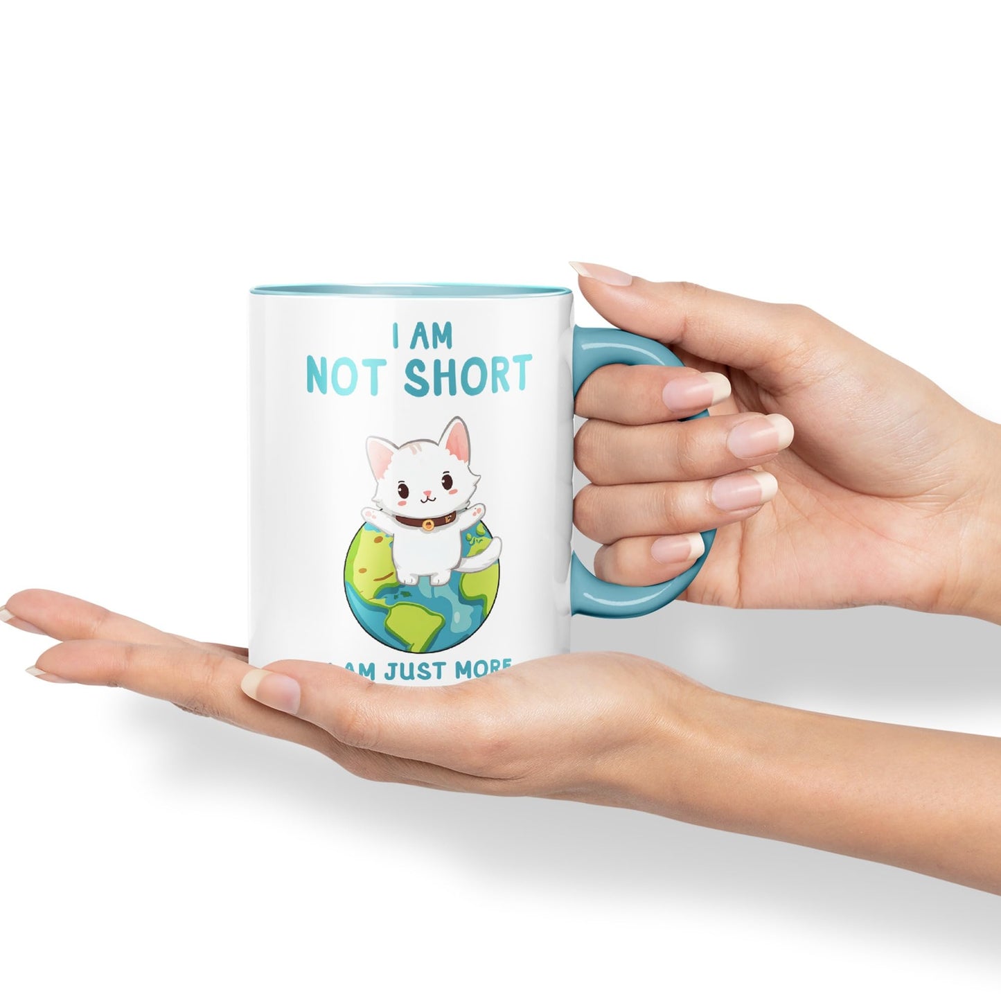 Vixar I am not Short Cats Sarcastic Joke Ceramic Coloured Mug Cup for Tea Coffee Hot Brew 330ml 11oz